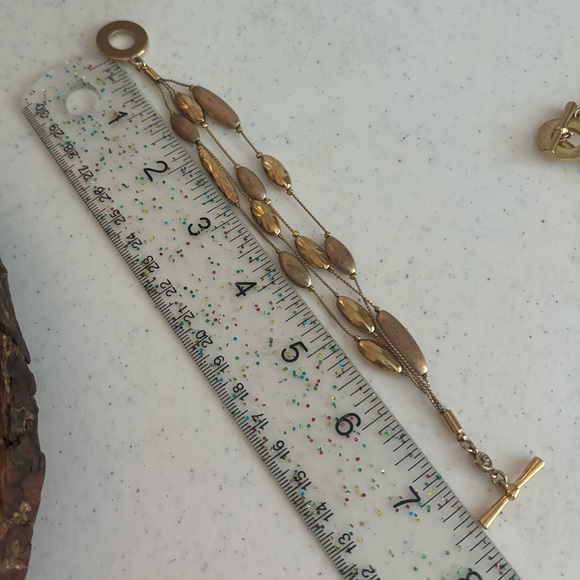 MONET 3 Strand Gold Tone Choker Necklace and bracelet set - Picture 5 of 6